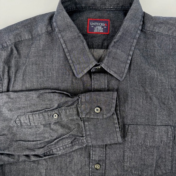 UNTUCKit Other - UNTUCKit Button Down Shirt Large Tall Regular Gray Cotton Chambray Long Sleeve